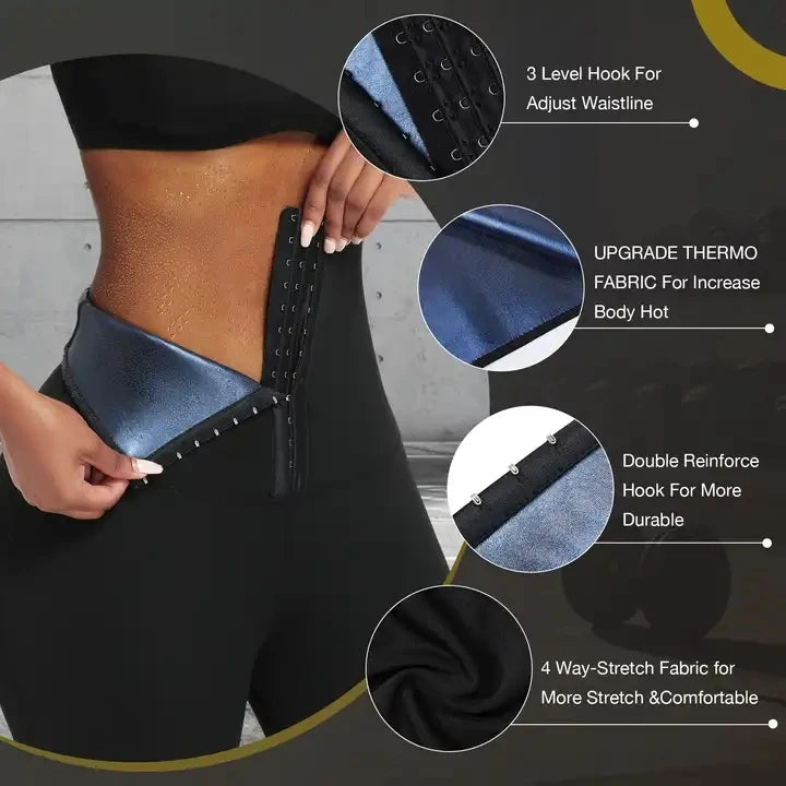 Sauna pants women's sweat-absorbent cropped pants slim leggings, abdomen shaping pants high waist exercise fitness suit
