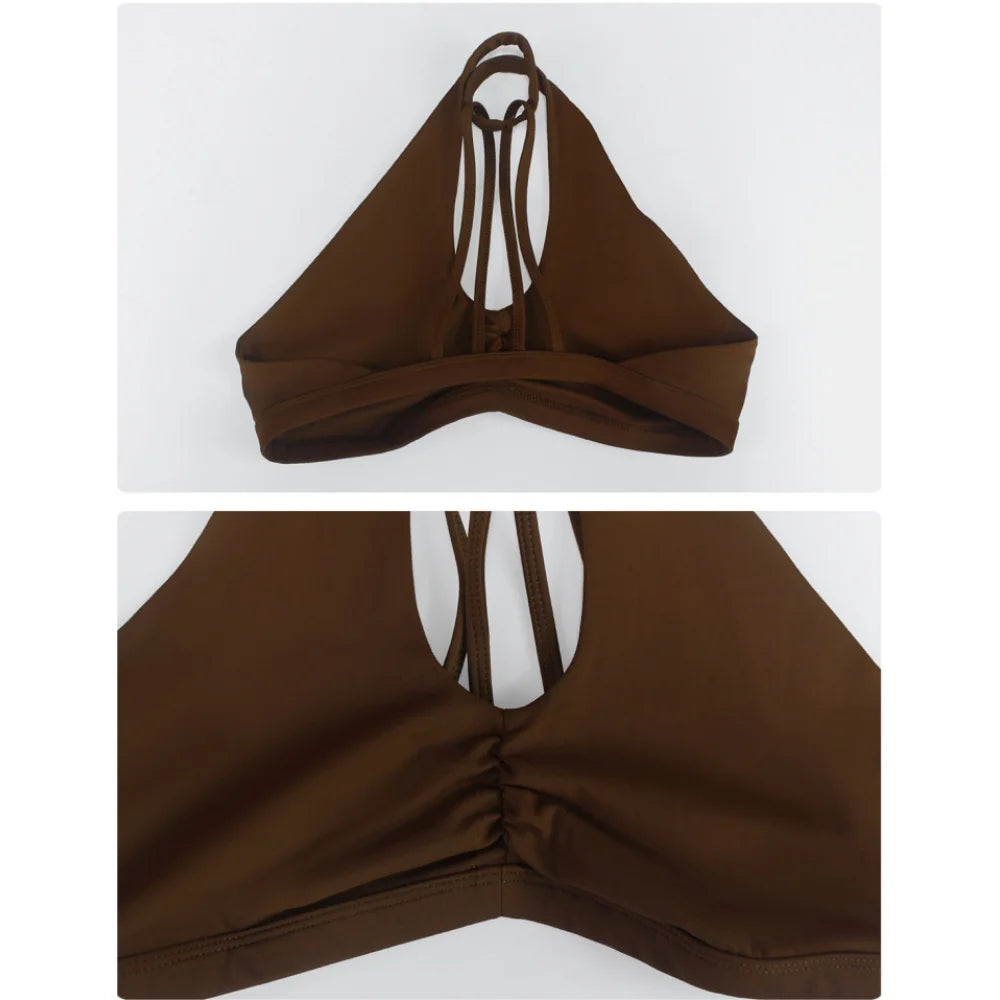 sm2631 High Strength Shockproof Sports Bra Sexy Halter Beautiful Back Quick Dry Women Running Fitness Yoga Bra With Chest Pad