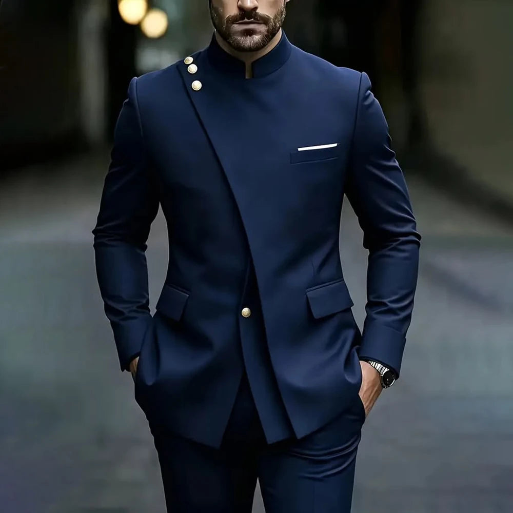 Fashion Men's Suits Elegant Single Breasted Stylish Trendy Blazer High Quality 2 Piece Jacket Pants Male Clothing Costume