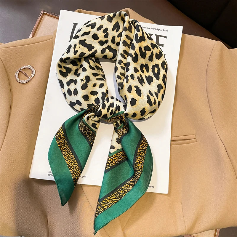 2025 Luxury 70cm Silk Square Scarf Women Print Satin Neck Tie Female Hair Wrist Bandana Headkerchief Shawl Wrap Hijab Echarpe
