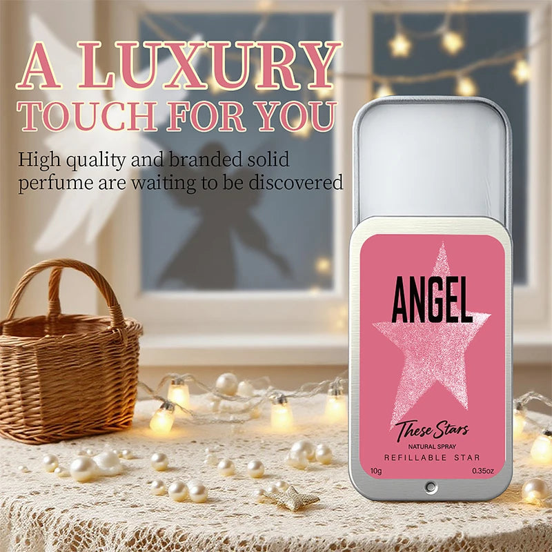 Angel Star Solid Perfume Cream, Portable Refillable Fragrance Balm, Woody Scent Refreshing Lasting Fragrance Balm Gift For Women