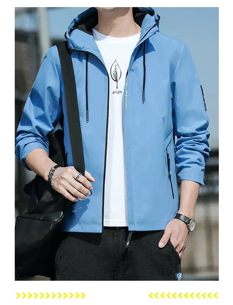 NewMen Long Sleeve Hip Hop Streetwear Coats Spring Men's Bomber Jackets Fashion Korean with Hood Golf Windbreaker Aviator Jacket
