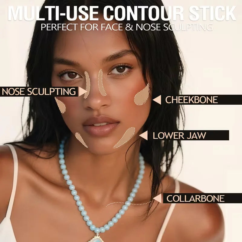 Tri-Color Multi-Functional Face Brightening Contour Stick Contouring &Brightening Skin-Perfecting Stick Waterproof Concealer Pen