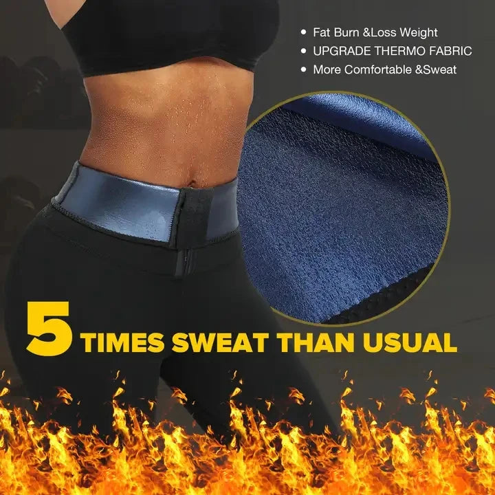 Sauna pants women's sweat-absorbent cropped pants slim leggings, abdomen shaping pants high waist exercise fitness suit