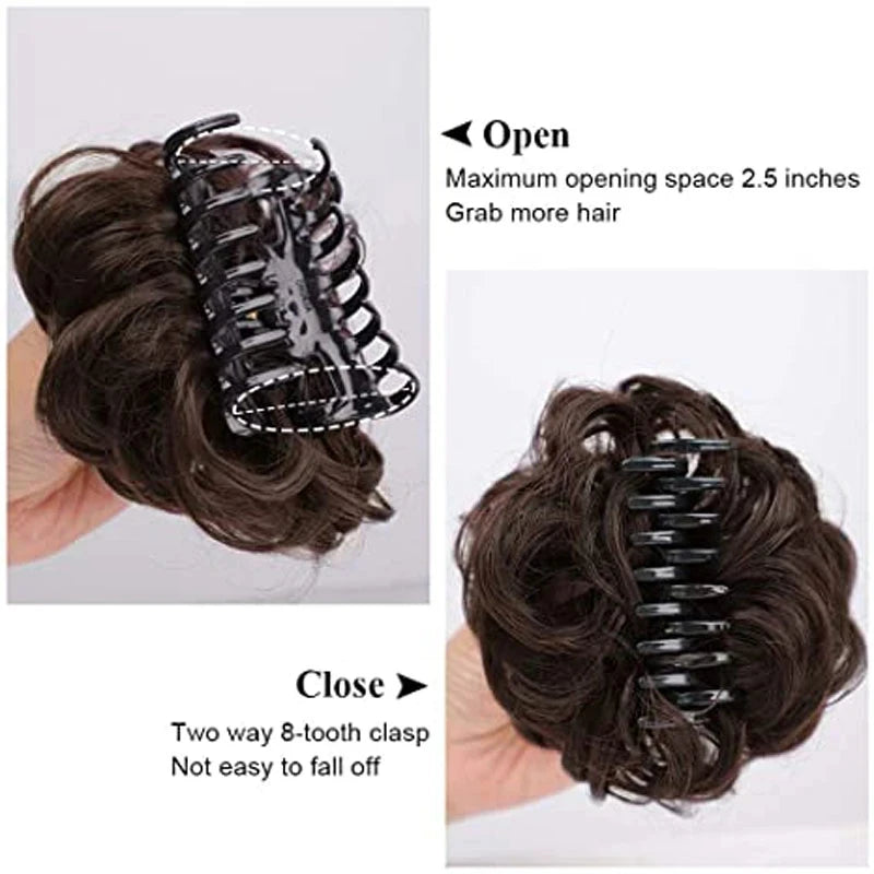 Sunslymei Synthetic Hair Bun Grab Clip in Chignon Hairpiece Curly Messy Ponytail Hair Extensions Scrunchie Hairpieces for Women