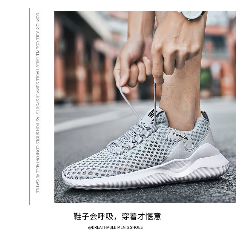 New White Mesh Sneakers Man Casual Shoes Breathable Summer Sneakers Men Shoes Outdoor Walking Sneakers Lightweight Tennis Shoes