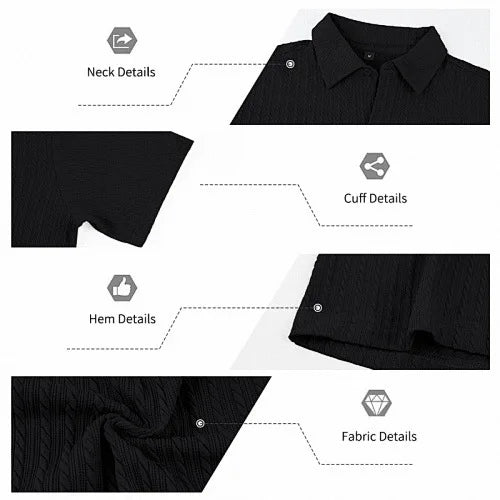 European and American Men's Casual Jacquard Shirt Men's Summer Solid Color Lapel Breathable Men's Short-Sleeved Shirt Top