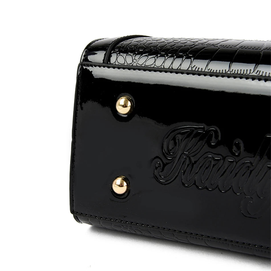 Luxury Patent Leather Handbags for Women Designer Crocodile Pattern Women's Shoulder Crossbody Bag Hobos Ladies Messenger Stone
