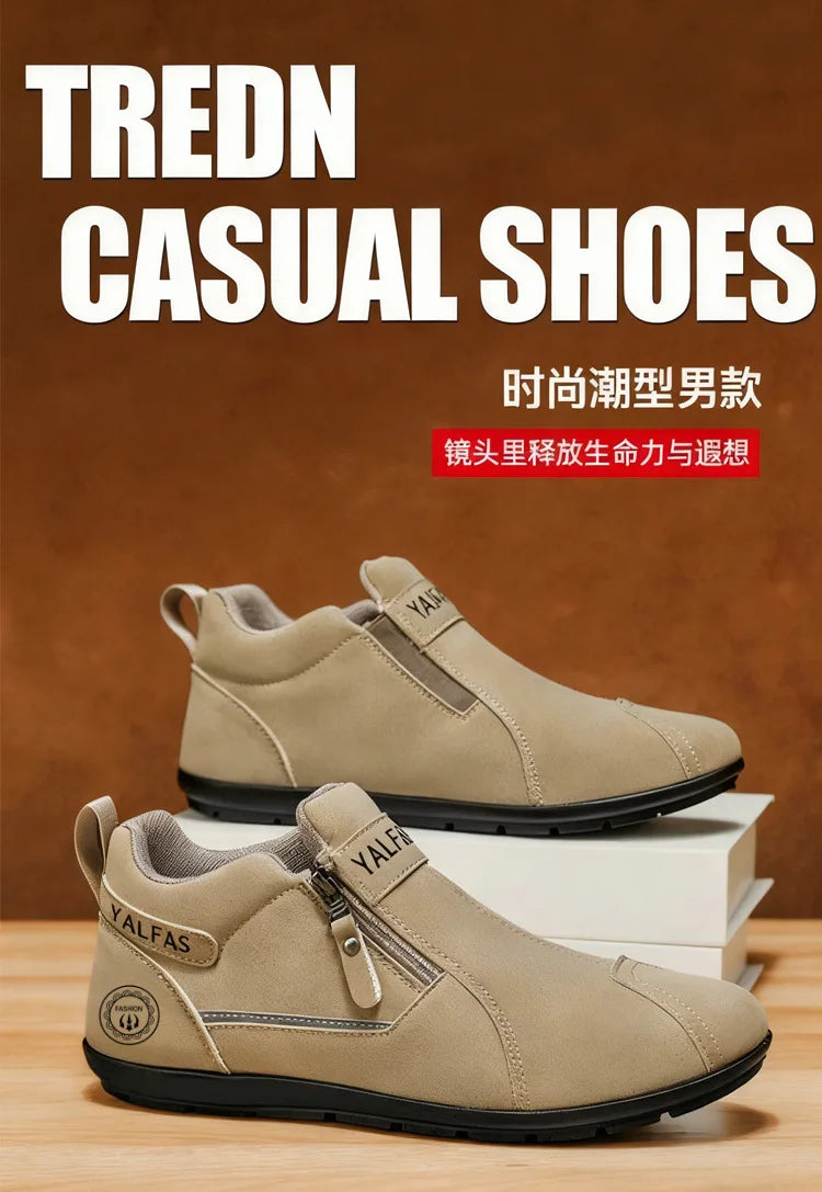2026 New Autumn Winter Men Casual Shoes Lightweight Slip On Sneakers Flat Work Shoes Loafers