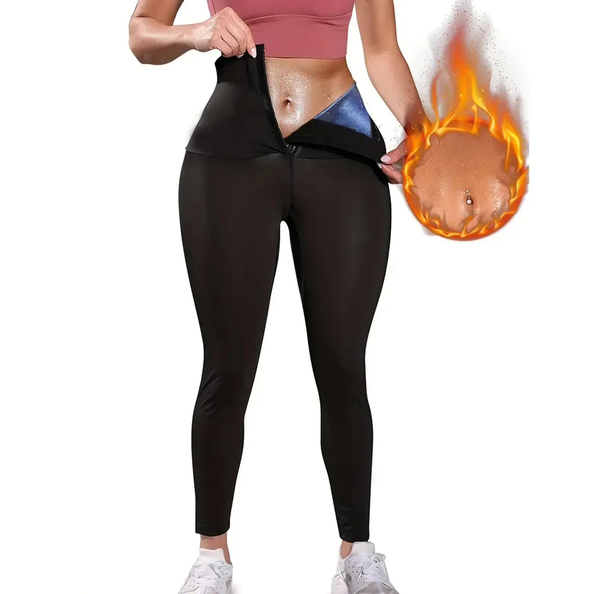 Sauna pants women's sweat-absorbent cropped pants slim leggings, abdomen shaping pants high waist exercise fitness suit