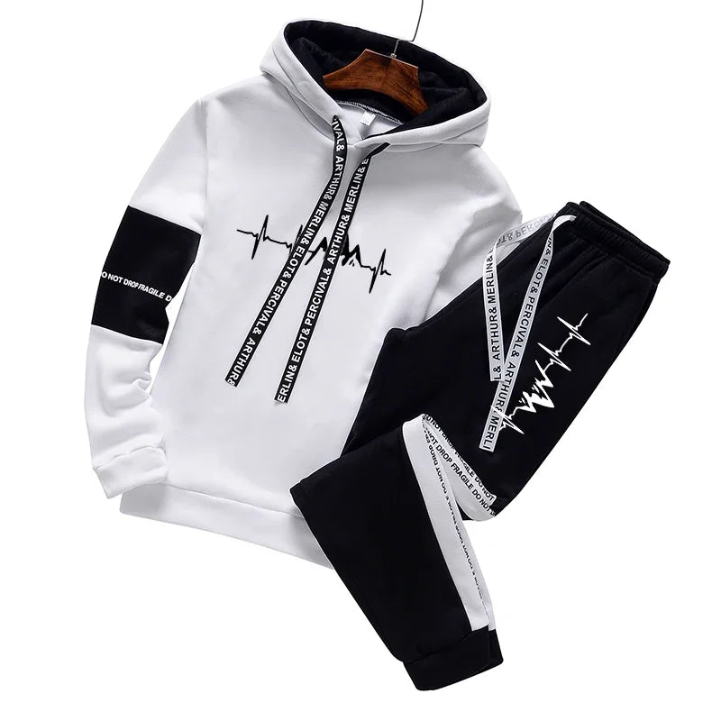 New Mens Tracksuit Printing Casual Sweatshirts Outdoor Sports Jogging Man Clothing Single Piece Hoodie Pants Fashion Sportswear