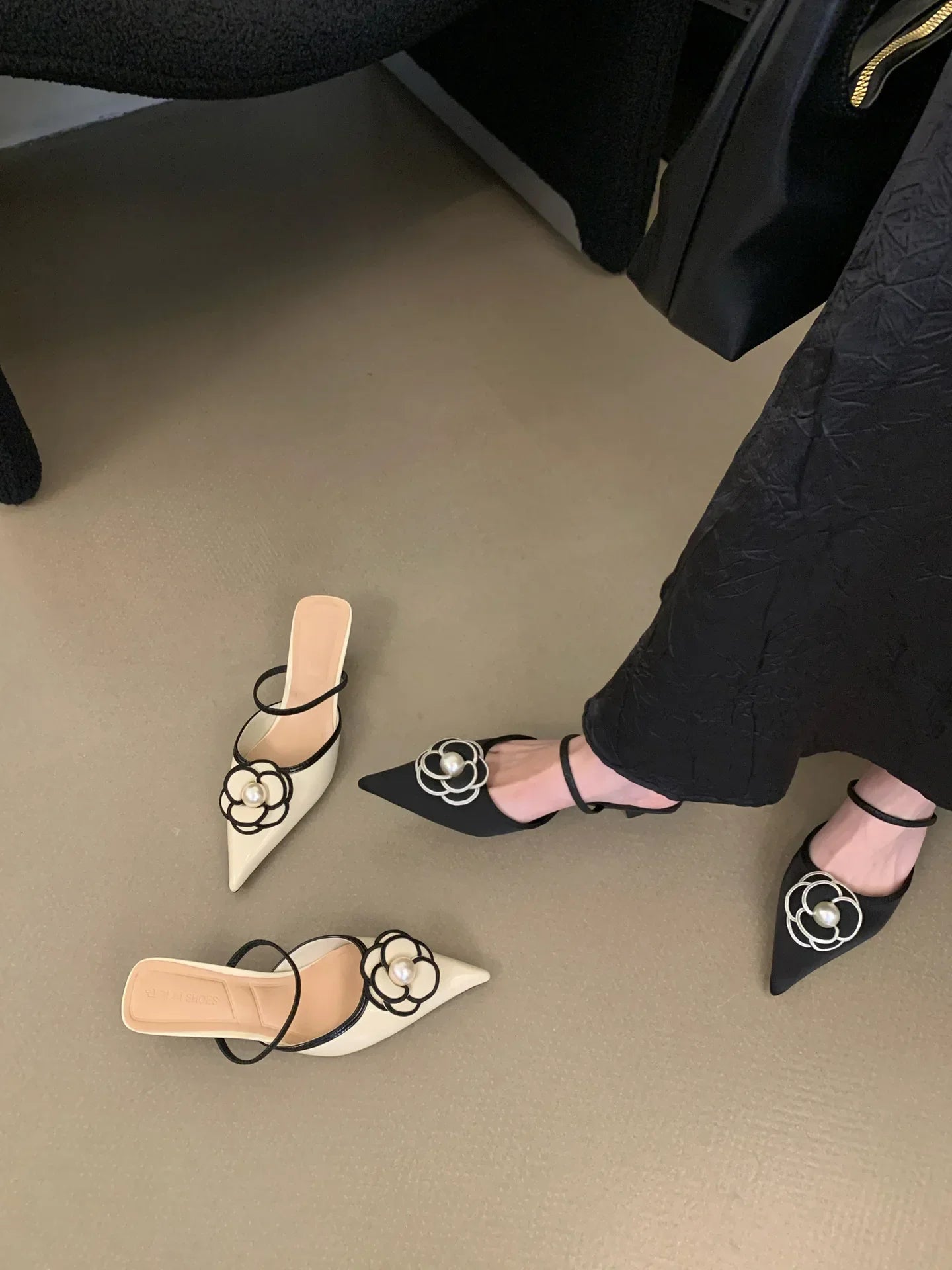 2026 Flower Pointed Toe High Heels Women Luxury Designer Sandals Female Summer Elegant Fashion Pumps Flower Mule Slippers Women