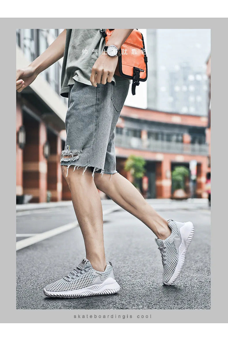 New White Mesh Sneakers Man Casual Shoes Breathable Summer Sneakers Men Shoes Outdoor Walking Sneakers Lightweight Tennis Shoes