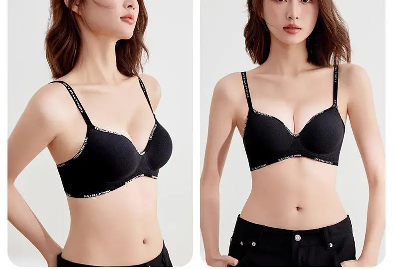 FINETOO Thickened Push-Up Bra for Women No Steel Padded Brassiere Anti-Sagging Underwear Sexy Backless Gather Bralette Lingerie