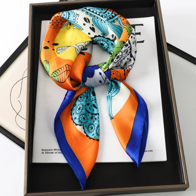 New Satin Shawl Design Wild leopard Print Silk Square Women neck scarves Wrap Headkerchief Beach Hair Band women's bandana