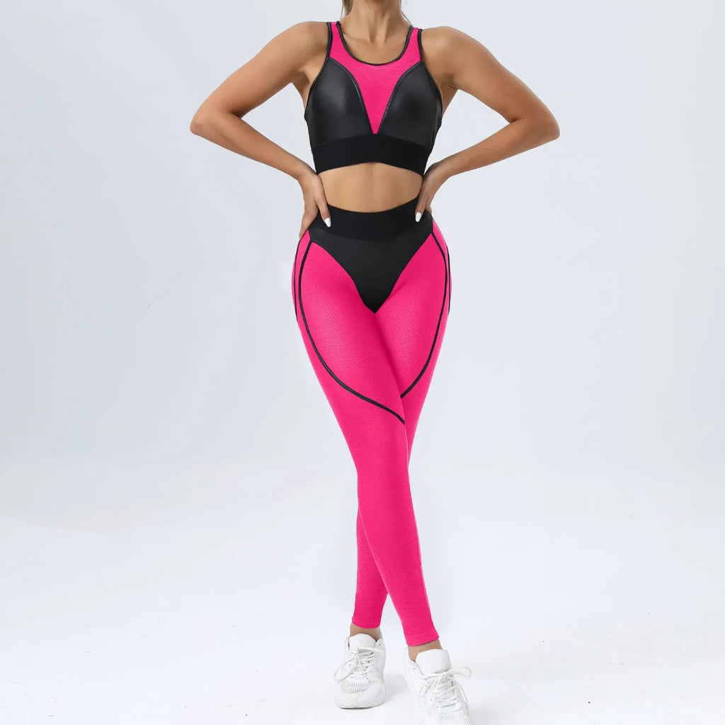 Fashion Mesh Patchwork Suit for Fitness Sportswear Women Gym Yoga Workout Clothes Elastic Breathable Sport Set Tracksuit Black