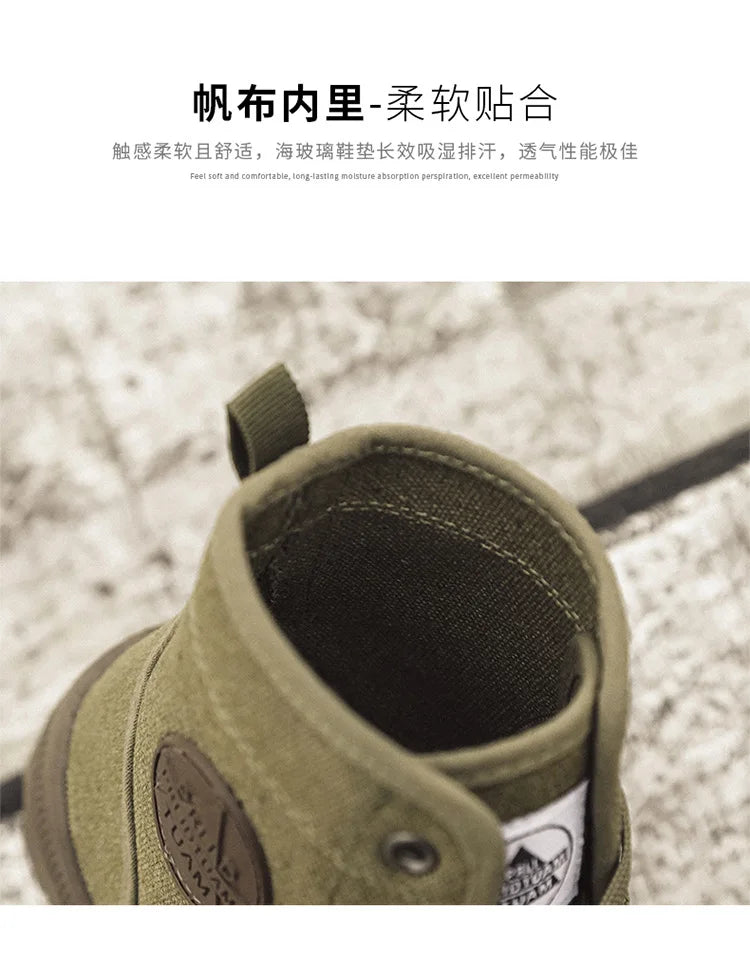 Canvas Shoes Men Boots Leisure High Top Ankle Boots Male Flat Footwear Military Boots Couple Shoes Casual Spring Autumn Boots