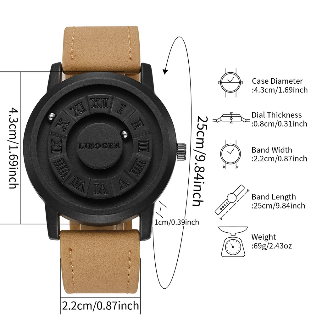 Fashion Magnetic Suspension Men Sports Watches Casual Mens Quartz Wristwatches Reloj Hombre（Without Box）