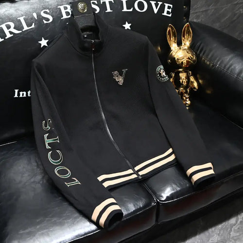 Autumn new stand up collar zipper embroidered fashionable men's handsome high-end multifunctional embroidered jacket
