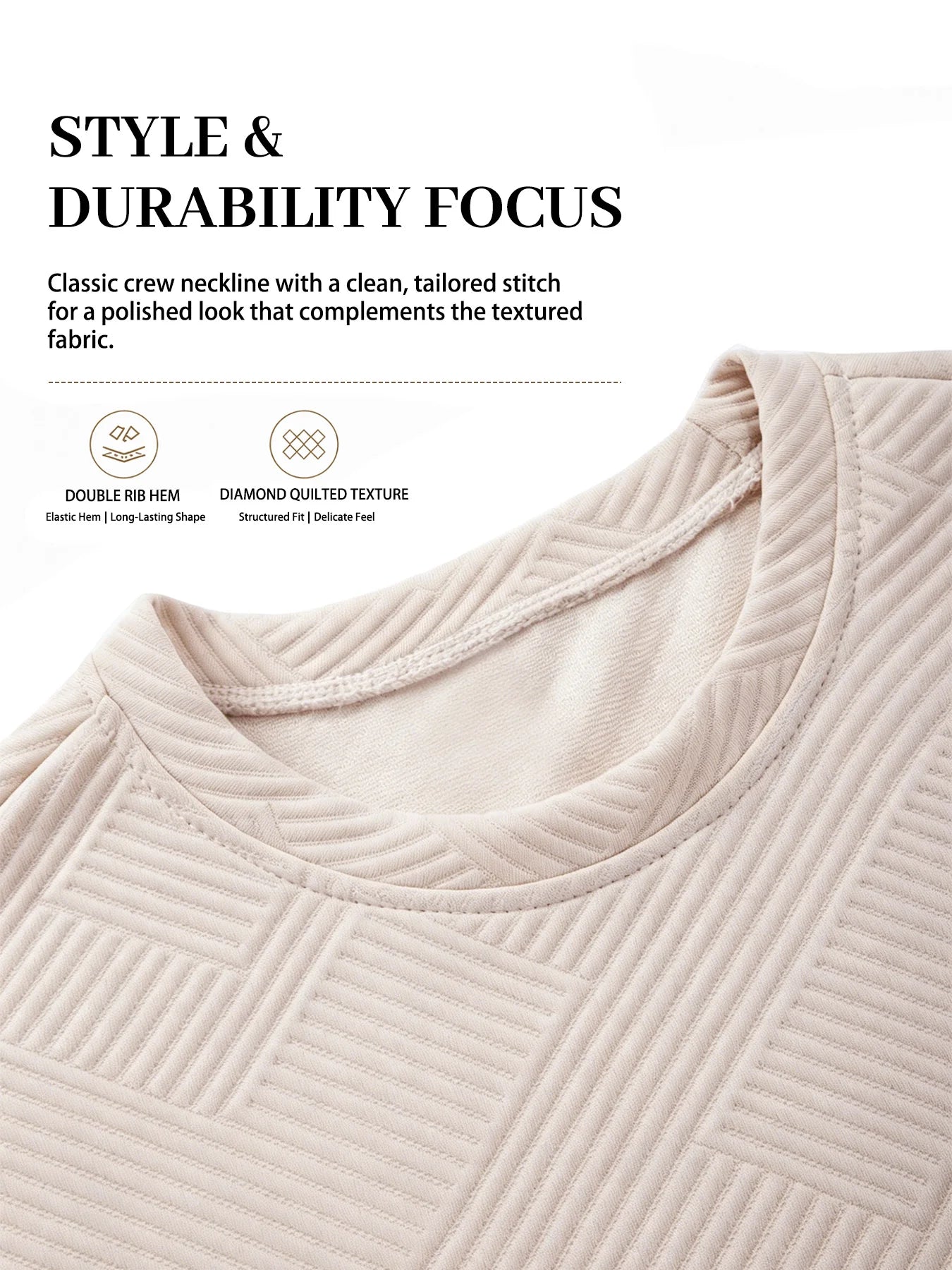 Men's Crew Neck Short Sleeve T-Shirt Diamond Jacquard Textured Breathable Solid Color Casual Summer Basic Tops