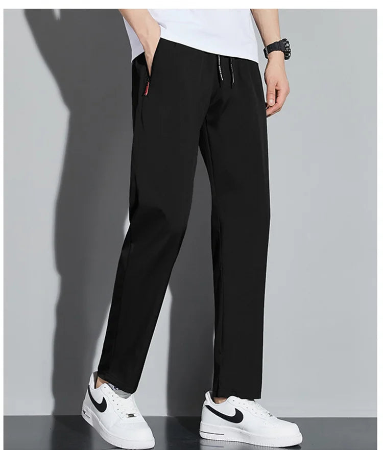 Men's Casual Pants Business Stretch Slim Fit Elastic Waist Jogger Korean Classic Blue Black Gray Male Brand Trousers