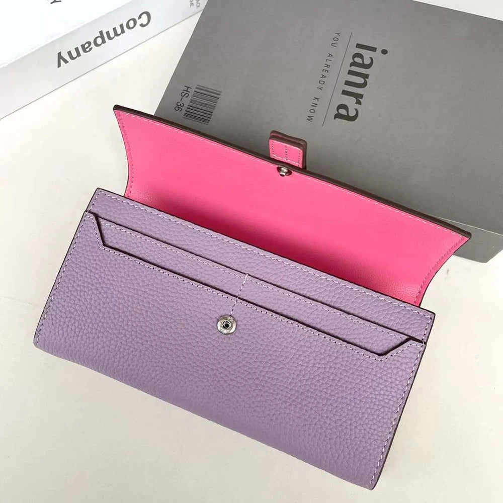 Luxury Genuine Leather Women Long Wallet Custom Name Female Card Holder Clutch Bag Fashion New Personalize Initials Purse Wallet