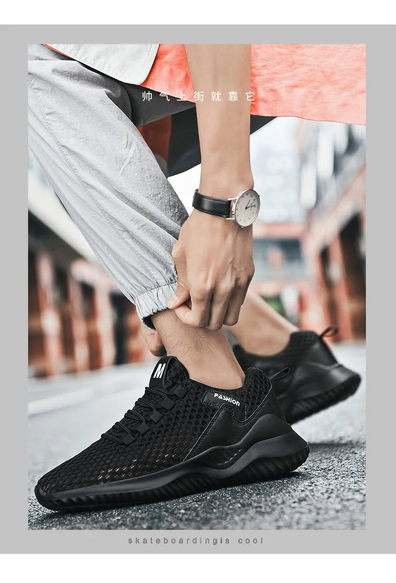 New White Mesh Sneakers Man Casual Shoes Breathable Summer Sneakers Men Shoes Outdoor Walking Sneakers Lightweight Tennis Shoes