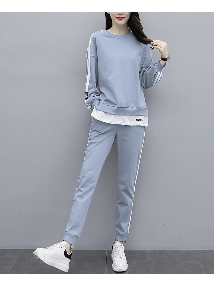 Casual Sportswear Set for Women Spring Autumn New Style Loose Fashionable Large Size Trendy Sweatshirt Best Friend Outfit