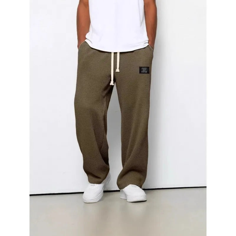 Straight‑Leg Sweatpants  European & American  Trendy Brand Draping Wide‑Leg Casual Sports Long Pants
