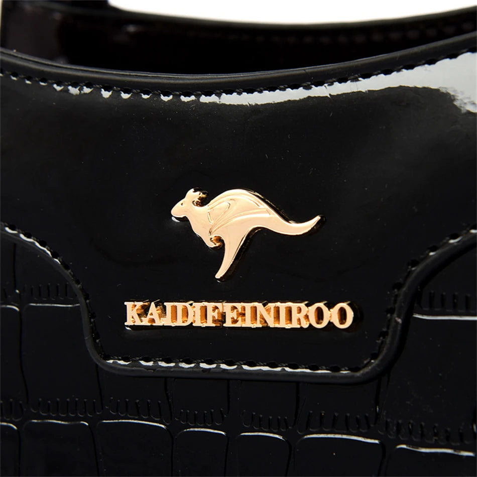 Luxury Patent Leather Handbags for Women Designer Crocodile Pattern Women's Shoulder Crossbody Bag Hobos Ladies Messenger Stone