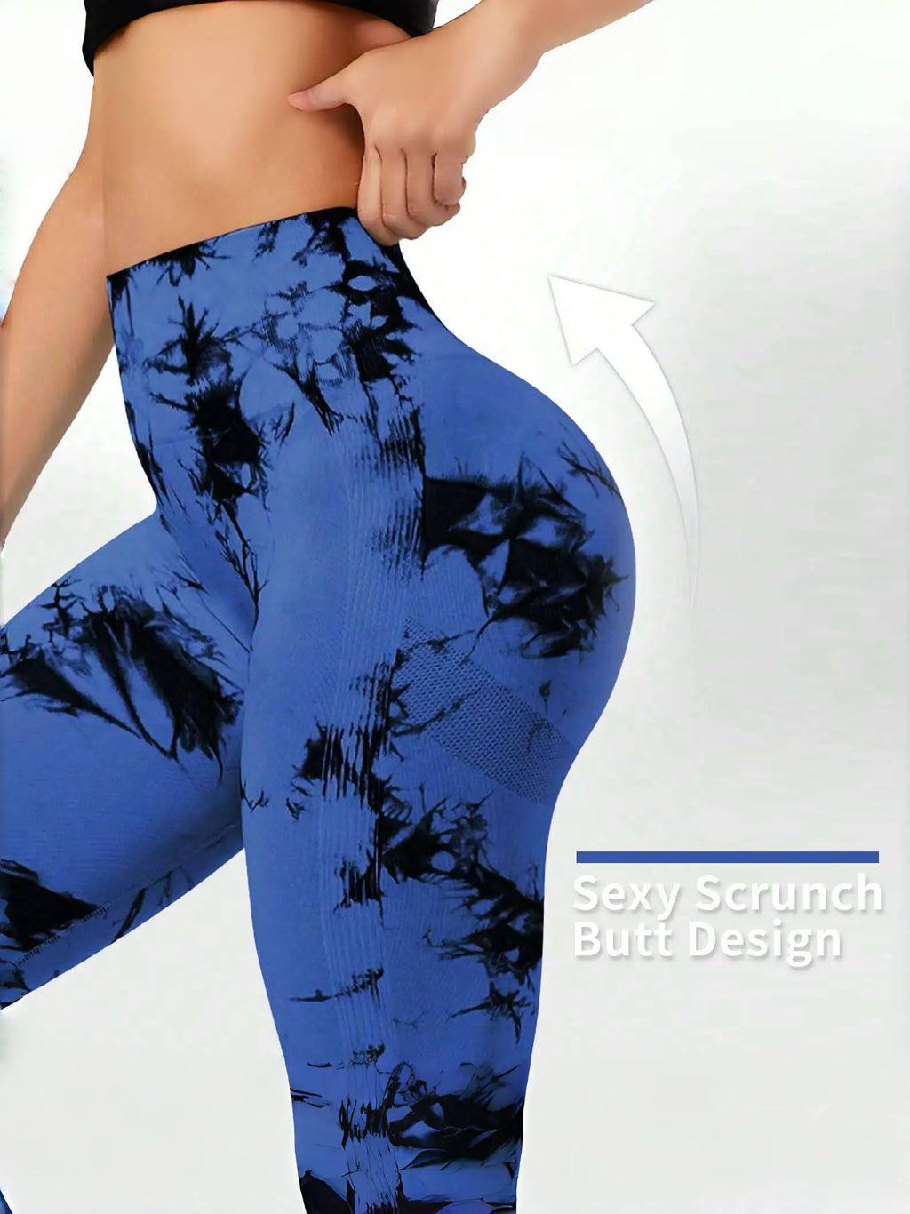 Women's High Waist Seamless Yoga Pants, Tie Dye Print Peach Shaped Butt Lifting Leggings for Running Fitness Workout