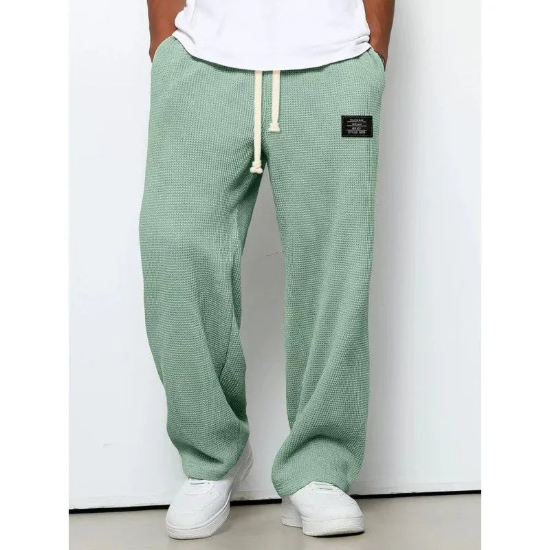 Straight‑Leg Sweatpants  European & American  Trendy Brand Draping Wide‑Leg Casual Sports Long Pants