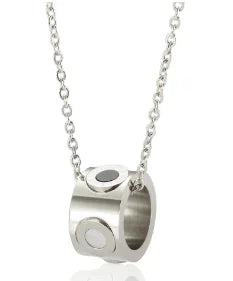 Stainless steel creative ball chain necklace for women, minimalist jewelry design with small round links on a clean background.