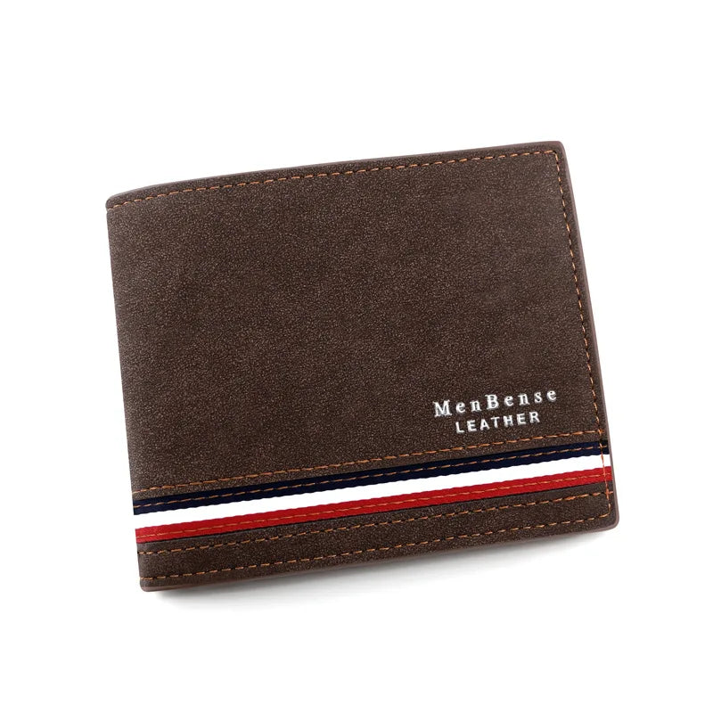 Luxury Men's Short Wallet - High Quality PU Leather Purse, Bifold Zipper Coin Pocket & Slim Card Holders with Money Clip