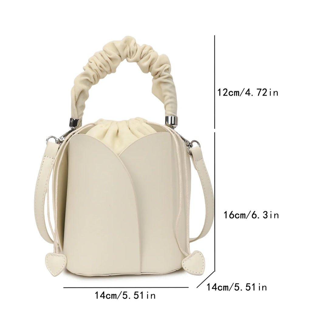 Black Handbag Women Fashion Wrist Bag Designer Mini Bucket Crossbody Bag Female Drawstring Handbag Pu Leather Lady Bag