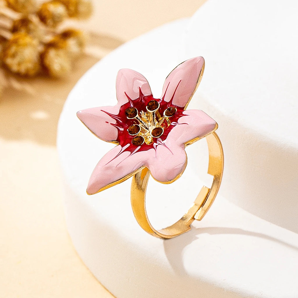 Women's Rings, Colorful Flower Rings with Enamel Craftsmanship, Elegant Rings Suitable for Daily Wear and Vacation Wear