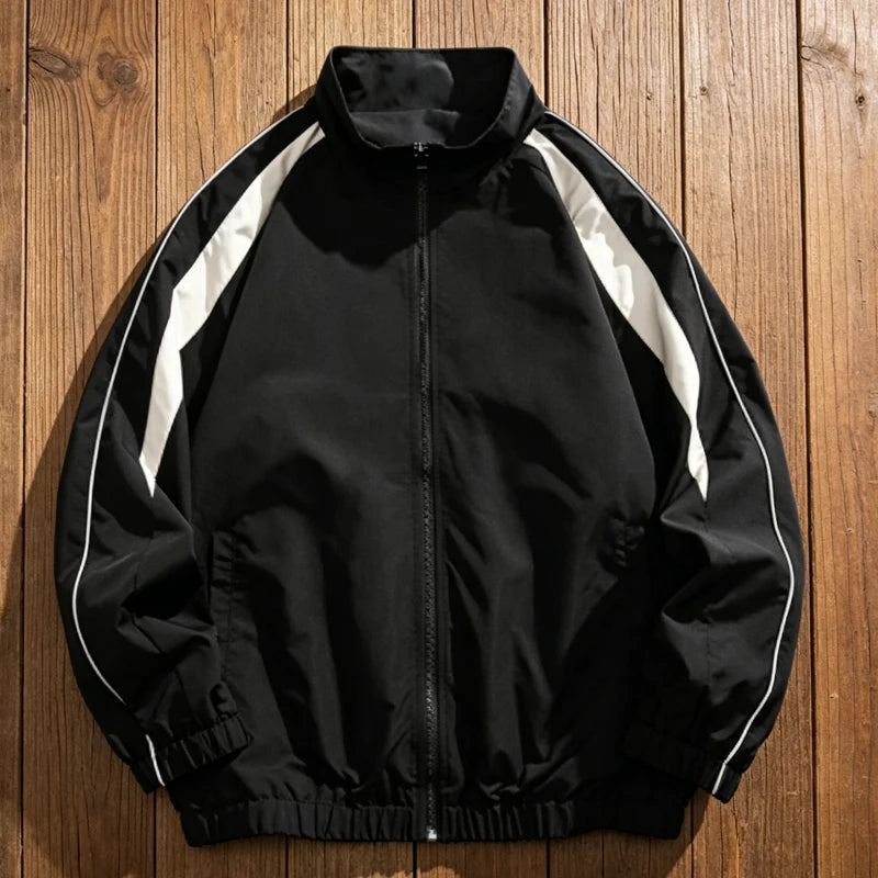 Hip Hop Varsity Jackets Men High Street Patchwork Color Black Windbreaker Coats Women Spring Autumn Thin Fashion College Jackets