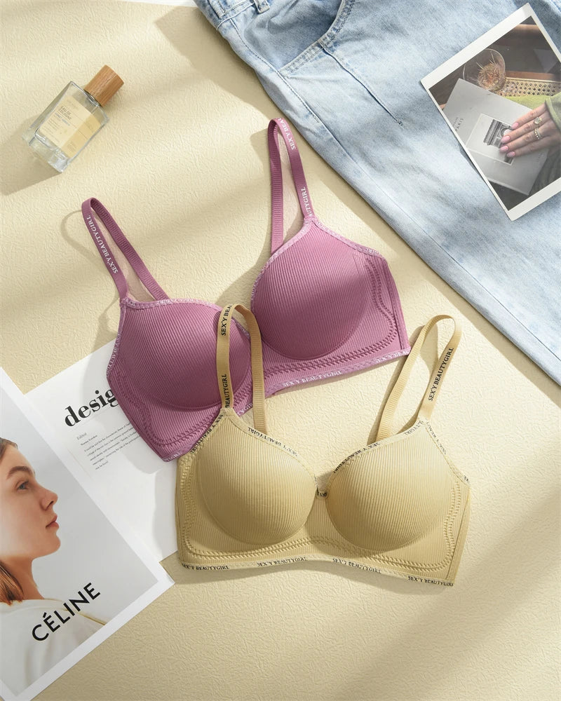 FINETOO Thickened Push-Up Bra for Women No Steel Padded Brassiere Anti-Sagging Underwear Sexy Backless Gather Bralette Lingerie