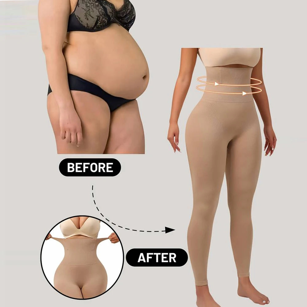 High Waisted Tummy Control Compression Shapewear Leggings For Women Butt Lifting Yoga Pants Body Shaper Footless Tights