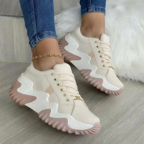 Women's Thick Sole Canvas Sneakers - Summer Casual Shoes