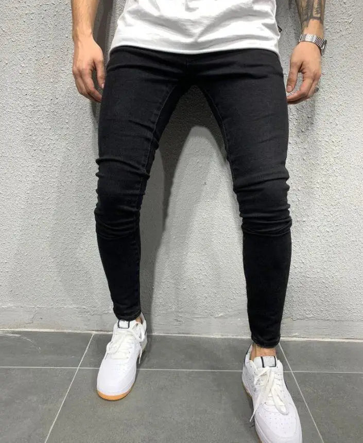 New Stretch Men's Jeans Washed Motorcycle Trousers Vintage Man Cowboy Pants Punk Loose Straight Retro Baggy Designer Casual Goth