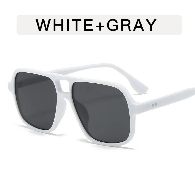 Vintage Double Bridge Square Pilot Sunglasses Women For Men Sun Glasses Punk Oversized Big Frame Luxury Brand Designer Shades