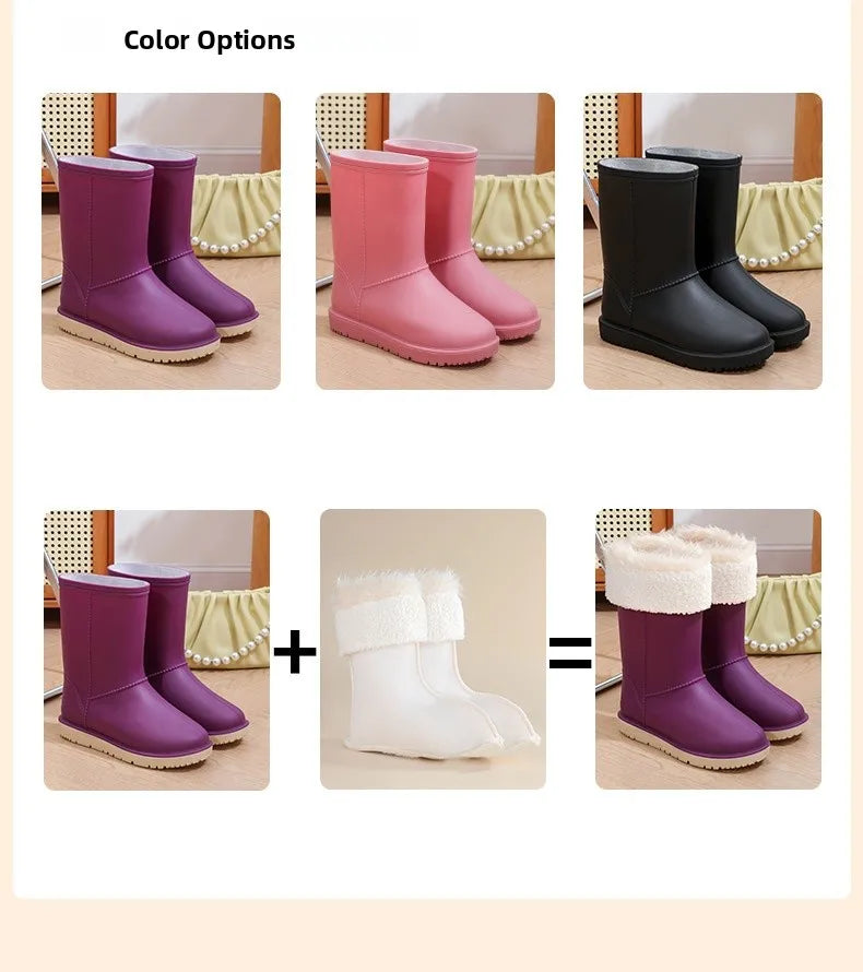 2025 New Women's Fashionable Low-Cut Soft-Soled Anti-Slip Rain Boots Waterproof Comfortable PVC Material for All Seasons