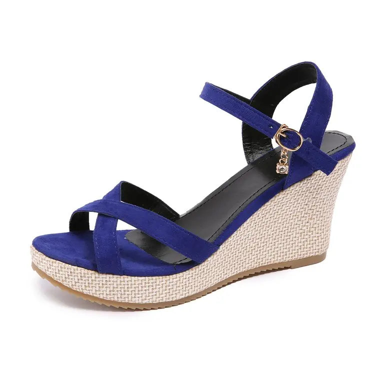 New Summer Fashion Sandals, Wedge-heeled Waterproof Platform, Thick-soled Roman Platform-soled Sandals, Large Size Women's Shoes