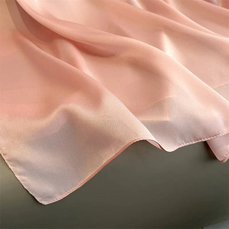 2024 Luxury Brand Silk Scarf for Women Large Shawl Wrap Headband Solid Design Hijab Beach Stoles Female Foulard Echarpe Bandana