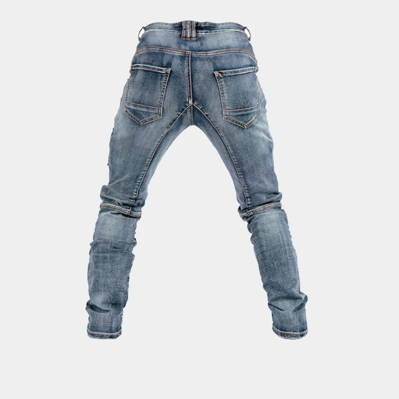 Jeans Men Long Pant Denim Pants Zipper Straight Trousers Pockets Splice Slim Fit Hole High Waist Casual Autumn spring 2026