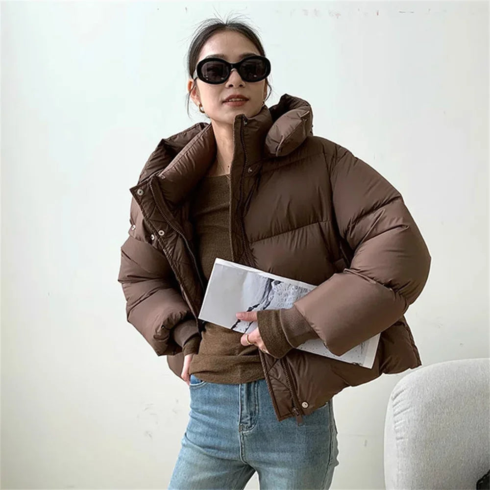 2024 Autumn Winter Fashion Hooded Thickened Down Cotton Jacket for Women High-end Women's Jacket Loose Warm Female's Coats Women