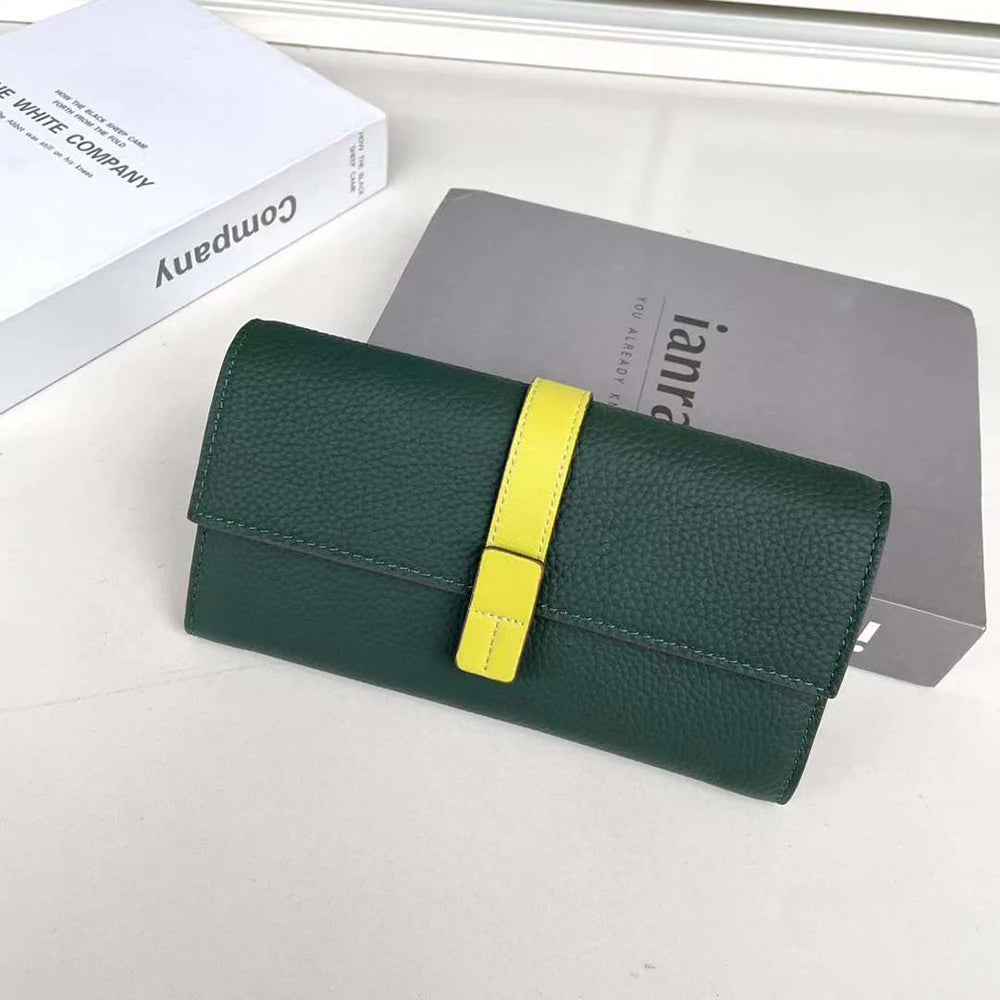Luxury Genuine Leather Women Long Wallet Custom Name Female Card Holder Clutch Bag Fashion New Personalize Initials Purse Wallet