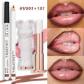 2Pcs/Set Hydrating Lipstick&Brown Liner Kit, Nourishing Formula with Creamy Cocoa Pen Non Drying Glossy Lip Set for Daily Wear