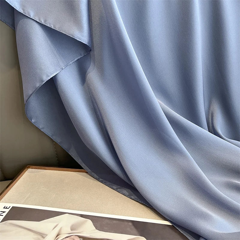 2024 Luxury Brand Silk Scarf for Women Large Shawl Wrap Headband Solid Design Hijab Beach Stoles Female Foulard Echarpe Bandana